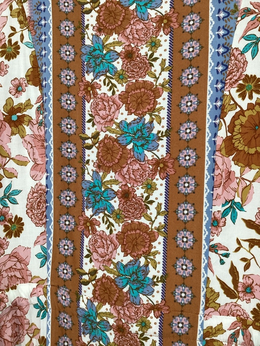 Matilda Jane Just For a Moment Floral V-Neck Midi Dress in Pink, Brown and Teal - Picture 4 of 12